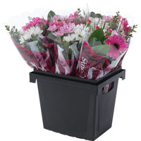 Conteneur de vente aux enchères de transport de fleurs seau d'affichage de roses fraîches coupées pot de fleur en plastique en gros carré gamla en plastique moderne