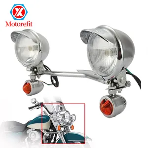 Kit de suporte para farol de neblina modificado para motocicleta, farol de alto brilho com sinais de direção e luz de neblina, kit resistente RTS para motocicleta