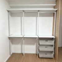 Armoire ouverte sur mesure en aluminium et bois pour toute la maison, kit de rangement modulaire mural et au sol