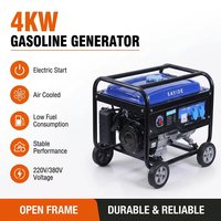 Generador Portátil de Gasolina de 4kW, Generador de Gasolina de 4000W con Marco Abierto, Generador de Gasolina Pequeño Refrigerado por Aire para Respaldo Doméstico y Energía al Aire Libre