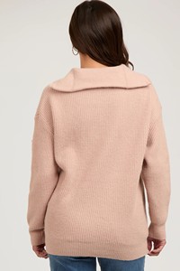 <span class=keywords><strong>Pull</strong></span> de maternité mi-zippé taupe en maille côtelée à manches longues <span class=keywords><strong>et</strong></span> col en V, haut d'<span class=keywords><strong>allaitement</strong></span> en coton <span class=keywords><strong>et</strong></span> élasthanne respirant <span class=keywords><strong>et</strong></span> antistatique pour l'automne - Product Image 5