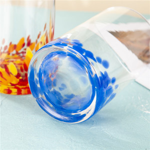 Vaso Highball de Cristal Azul con Puntos, Cilíndrico, Soplado a Mano, sin Tallo, para Bebidas, Regalos para Restaurantes - Product Image 6