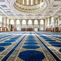 Tapis de prière de mosquée en laine épaisse tissée jacquard, lavable, à poils longs, imperméable et antidérapant, pour couloir de mosquée de grande taille