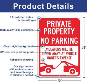 Area privata esclusiva-divieto di parcheggio-i trasgressori saranno rimorchiati a spese del proprietario. Segno di alluminio - Product Image 2