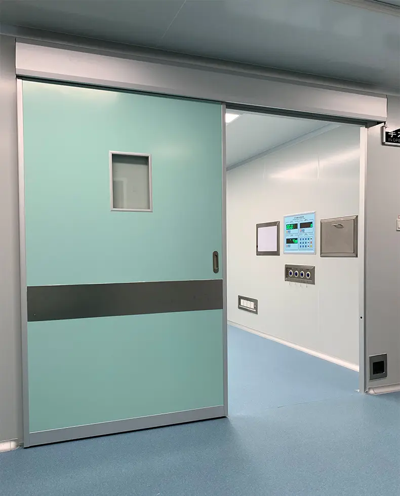 أبواب منزلقة أوتوماتيكية داخلية عازلة للصوت بدون إطار من الألومنيوم، نوافذ مرئية مقسّاة لغرف المستشفيات
