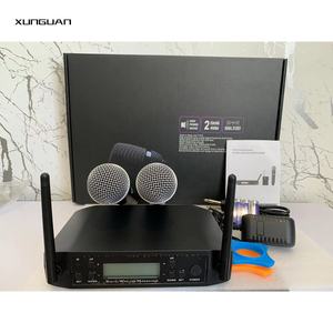 GLXD4 Fábrica Promocional <span class=keywords><strong>2</strong></span> Canales IR UHF Micrófono inalámbrico Uno por dos Half-Metal Handheld para KTV Singing/Church - Product Image 6