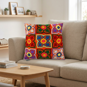 Handmade Indian Multi-Color Embroidered Square Cushion Cover for Home or Hotel <b>Decorative</b> <b>Pillows</b> Wholesale - Product Image 3