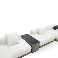 Ensemble de canapé modulaire d'angle en tissu avec table d'appoint et poufs - Meubles de salon durables et écologiques