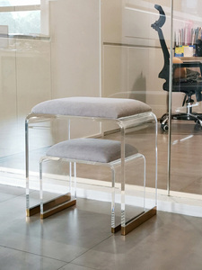 Pu Leather Convertible Modern Clear Acrylic Step <strong>Stool</strong> for <strong>Bedroom</strong> Apartment Supermarket Use - Product Image 2