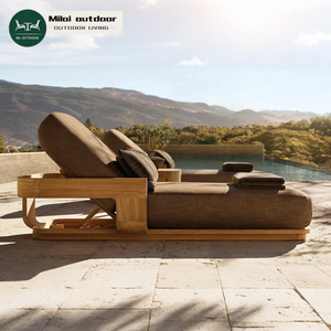 Chaise longue moderne en teck massif, chaise longue de plage, lit de jour en teck pour l'extérieur, lit de soleil imperméable pour piscine, chaise pour hôtels et villas - Product Image 1