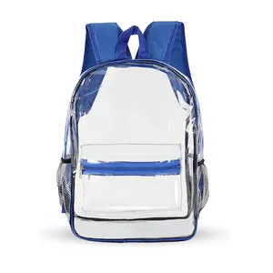 Branded Custom Wholesale Plastic Backpack Students Children Transparent PVC Clear Back Pack Kids School Bag