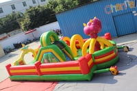 Château gonflable à thème de parc d'attractions avec toboggan, château gonflable commercial en PVC pour aire de jeux extérieure pour enfants