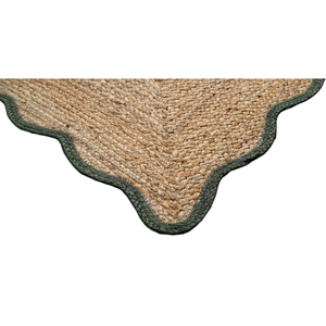 Jute Braided Rug Eco Friendly Non Slip Flat Pile Rectangle Indoor <b>Flooring</b> Natural Green Geometric Design - Product Image 6