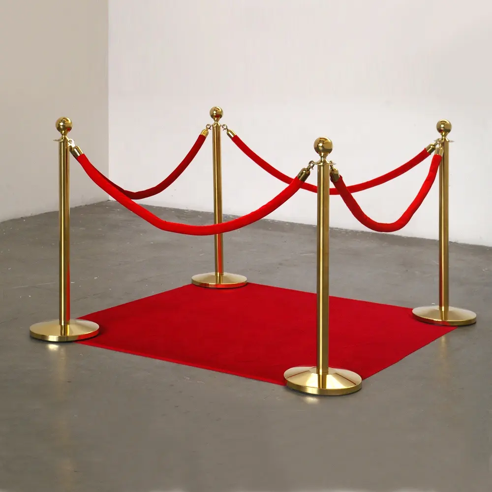 Bollard et corde en acier commercial musée exposition tapis rouge stanchion