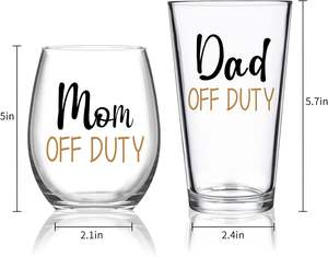 Drôle papa <span class=keywords><strong>maman</strong></span> verre à vin Combo couleur boîte emballée verres quotidiens pour les nouveaux parents pour la fête des pères fête des mères noël - Product Image 6