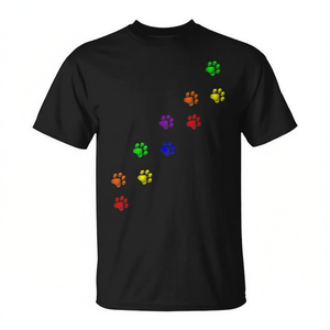 T-shirt pour amoureux des animaux de compagnie, chiens et chats, avec empreintes de pattes arc-en-ciel, Gay Pride - Product Image 2