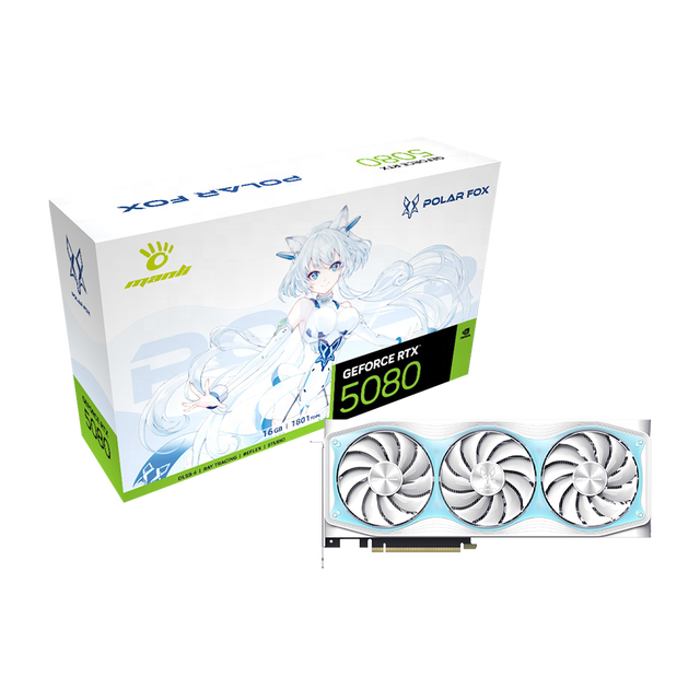 2025 New Manli Polar Fox GeForce RTX 5080 OC 16GB GDDR7 RTX 5080 Gaming Graphics Card GPU RTX 5080 Video Cards for Gaming PC