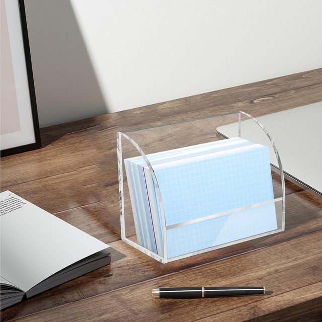 2 Pack Index Card Display Stand 3x5 Acrylic Card Holder for Desk File Note 4x2.4x5.4 Inch NO INDEX CARD