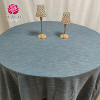 S028132''R 120'' Style Européen et Américain 100% Polyester Tissu Lin Tissé Personnalisable Nappes Rectangulaires Bleues pour Mariage