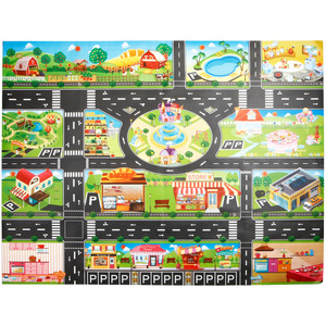 LASIVE TOYS Tapete de juego de tráfico y coches para niños, escena de estacionamiento, mapa grande 1:5, de tela, en inglés, para juego de simulación - Product Image 4