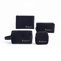 2022 pabrik kustom Logo beludru tas kosmetik Label pribadi kustom tas Makeup & kantong Set Make up tas dengan Logo pribadi