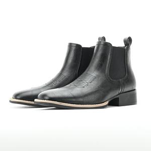 Botas Chelsea Occidentales de Punta Cuadrada Negras para Hombre, Tobilleras, de Cuero Genuino, Suela de Goma, Transpirables, para Todas las Temporadas - Product Image 4
