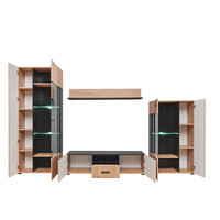 Meubles en bois modernes, vente à bas prix, MOQ 100, ensemble de meubles de salon, table, meuble TV, armoire, unité murale robuste en bois