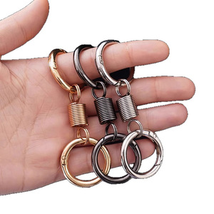 Porte-clés double anneau avancé avec pendentif de ceinture à ressort, design unisexe tendance en alliage de zinc pour clés - Product Image 3