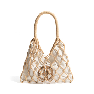 <span class=keywords><strong>Borsa</strong></span> tote in rete intrecciata macramè con fodera in cotone, <span class=keywords><strong>borsa</strong></span> a tracolla estiva da spiaggia per donna - Product Image 1