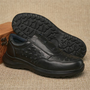 Chaussures décontractées pour hommes en cuir véritable à bout rond, semelle intermédiaire en EVA, semelle extérieure en caoutchouc, confortables pour toutes les saisons - Product Image 1
