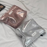 Pochette de maquillage métallique brillante, élégante pochette de soirée, pochette cosmétique scintillante pour les fêtes, les banquets et les voyages