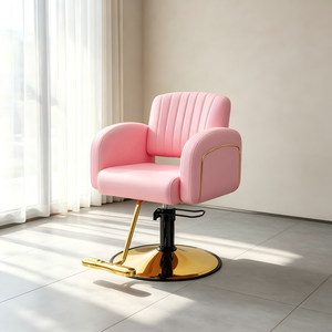 Nueva Silla de Estilismo Plegable de Cuero Resistente, Ajustable en Altura, Color Rosa, con Rotación de 360 Grados para Mujeres Peluqueras, para Sala de Estar - Product Image 1