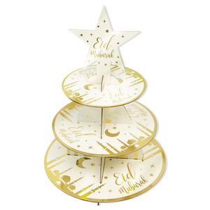 Support à Cupcake de luxe en feuille d'or à 3 niveaux Décoration de fête Eid Mubarak <span class=keywords><strong>Carton</strong></span> jetable avec forme numérique Emballé dans un sac - Product Image 1