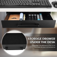 Tiroir coulissant sous le bureau JH-Mech pour le rangement et l'organisation à domicile ou au bureau, 12 pouces de large, noir, avec poignée, en métal