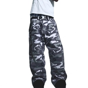 กางเกงขายส่งคุณภาพสูง ผ้าฝ้ายทวิลลายพราง 100% กางเกงทรงหลวมสไตล์สตรีทแวร์แฟชั่นโอเวอร์ไซส์สำหรับผู้ชาย กางเกงยีนส์แทร็ค - Product Image 6