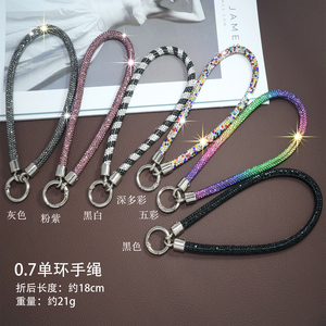 2024 nueva cadena de teléfono corta de diamante de lujo Bling Crystal Rhinestone Anti Lost correa de muñeca llavero móvil con parche - Product Image 3