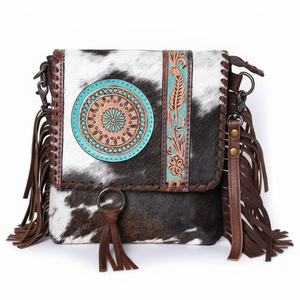 Bolso cruzado con borlas de cuero Vintage para mujer estilo Rodeo Premium con cierre de cremallera 1-1.9L de capacidad El mejor precio para niñas - Product Image 1