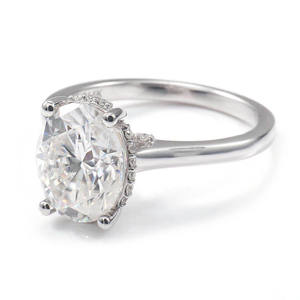 <span class=keywords><strong>Prix</strong></span> de gros personnalisé, bague de fiançailles en <span class=keywords><strong>or</strong></span> véritable massif 10K 14K <span class=keywords><strong>18K</strong></span>, taille ovale, solitaire, moissanite, pour femmes, bijoux fins, cadeau - Product Image 1