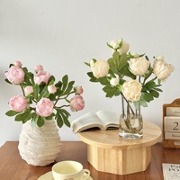 Hete Aanbieding 2-koppige Pioenroos Zijden Kunstbloemen Realistisch Elegant Huis Bruiloft Bloemdecoratie Kunstmatige Pioenroos Bloemstukken
