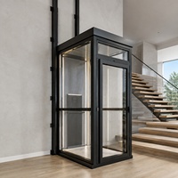 Ascenseur hydraulique semi-cabine en forme de L, plateforme élévatrice partiellement fermée pour villa résidentielle, destiné aux maisons privées