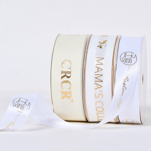 شريط ساتان فاخر مطبوع بشعار مخصص بالذهب، شريط زخرفي للهدايا وحفلات الزفاف، شريط غروغران مزخرف بحواف سلكية للمهرجانات - Product Image 4