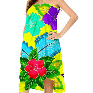 <span class=keywords><strong>Polynésie</strong></span> française (y compris <span class=keywords><strong>Tahiti</strong></span>) Pareo traditionnel pour femmes, imprimé numérique de fleurs d'hibiscus, rayonne, îles du Pacifique - Product Image 5