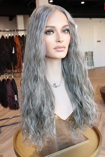 grey wigs human hair lace front glueless