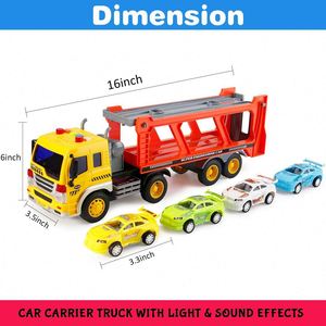 Voitures jouets à friction avec lumières et sons, produit 1:16, remorque de transport de voitures avec 4 mini-camions - Product Image 2