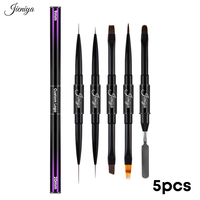 Lot de 5 pinceaux professionnels pour nail art à tête plate ovale avec manche métallique violet dégradé et stylo racloir ombré double tête