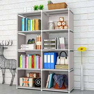 Meilleures Ventes : Bibliothèque DIY à Double Rangée et 8 Compartiments, Étagère de Salon, Bibliothèque Simple pour Chambre d'Enfant avec Base de Rangement - Product Image 1