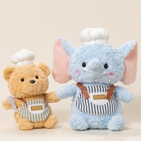 Peluches Kawaii Chef de 25 cm, adorables animaux en peluche (ours, éléphant, mouton) avec tablier, cadeau d'anniversaire pour enfants