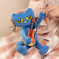 Peluche personnalisée OEM ODM, chat bleu de dessin animé avec guitare, design personnalisé, peluche douce pour enfant, cadeau pour enfant