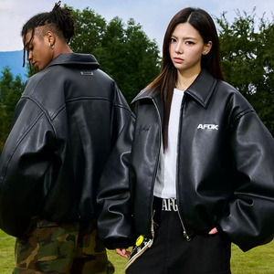 Blouson Bomber Personnalisé en Cuir pour Hommes, Veste en Cuir en Gros, Blouson de Motard en Cuir OEM pour Femmes - Product Image 1