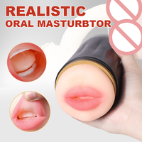 Masturbateur double extrémité 2 en 1 réaliste oral et vaginal avec doublure souple amovible, coque noire et bordure dorée, jouet sexuel masculin